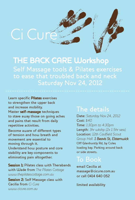 Back Care Workshop - Saturday, November 24th