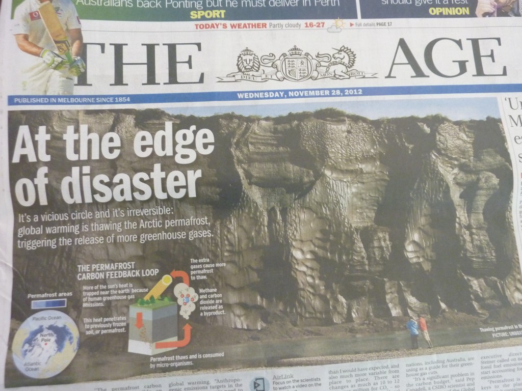 Front page of The Age today