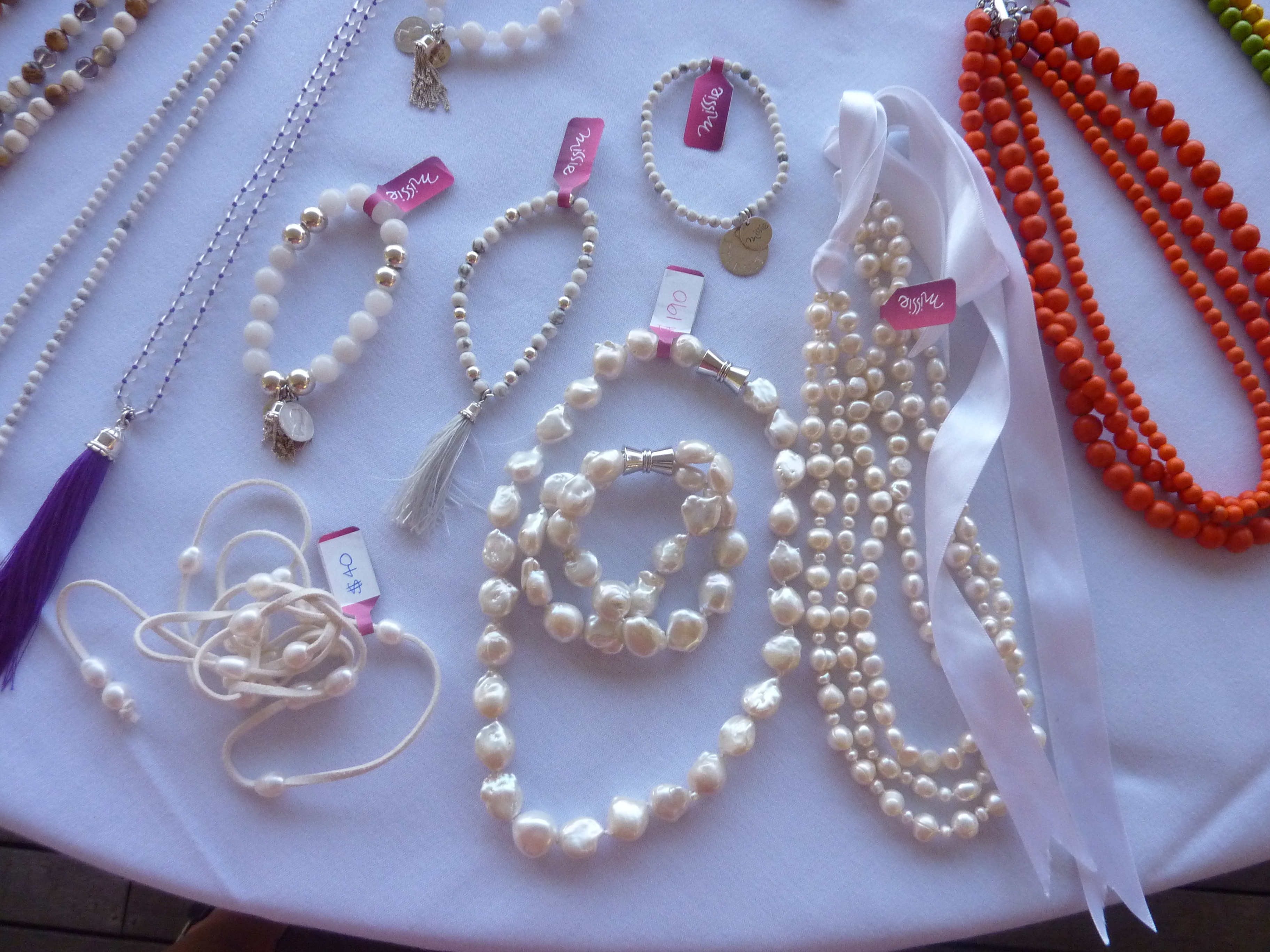 Genuine pearl necklace or bracelet - large $190