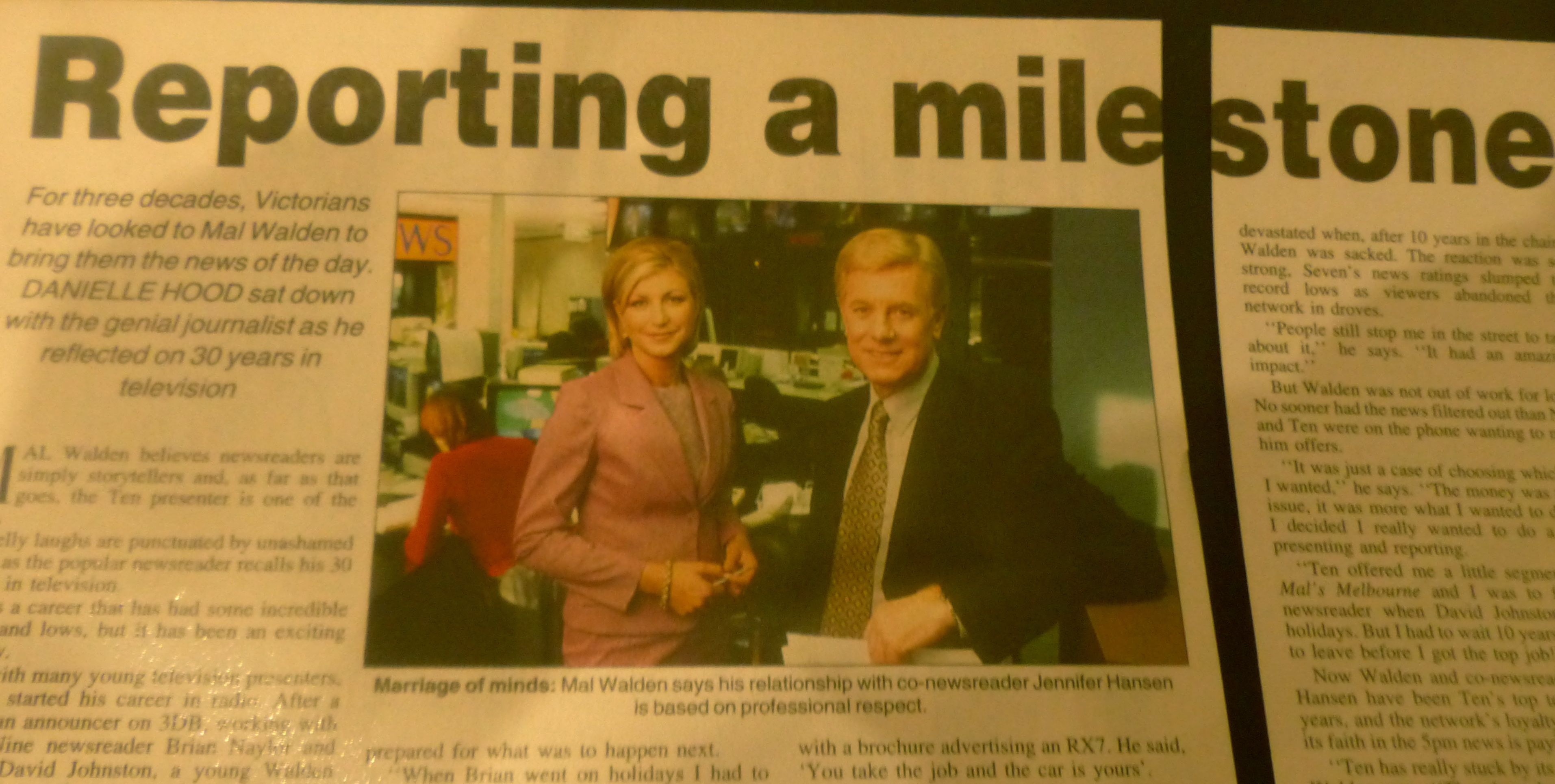 Mal's 30-year milestone in 2001