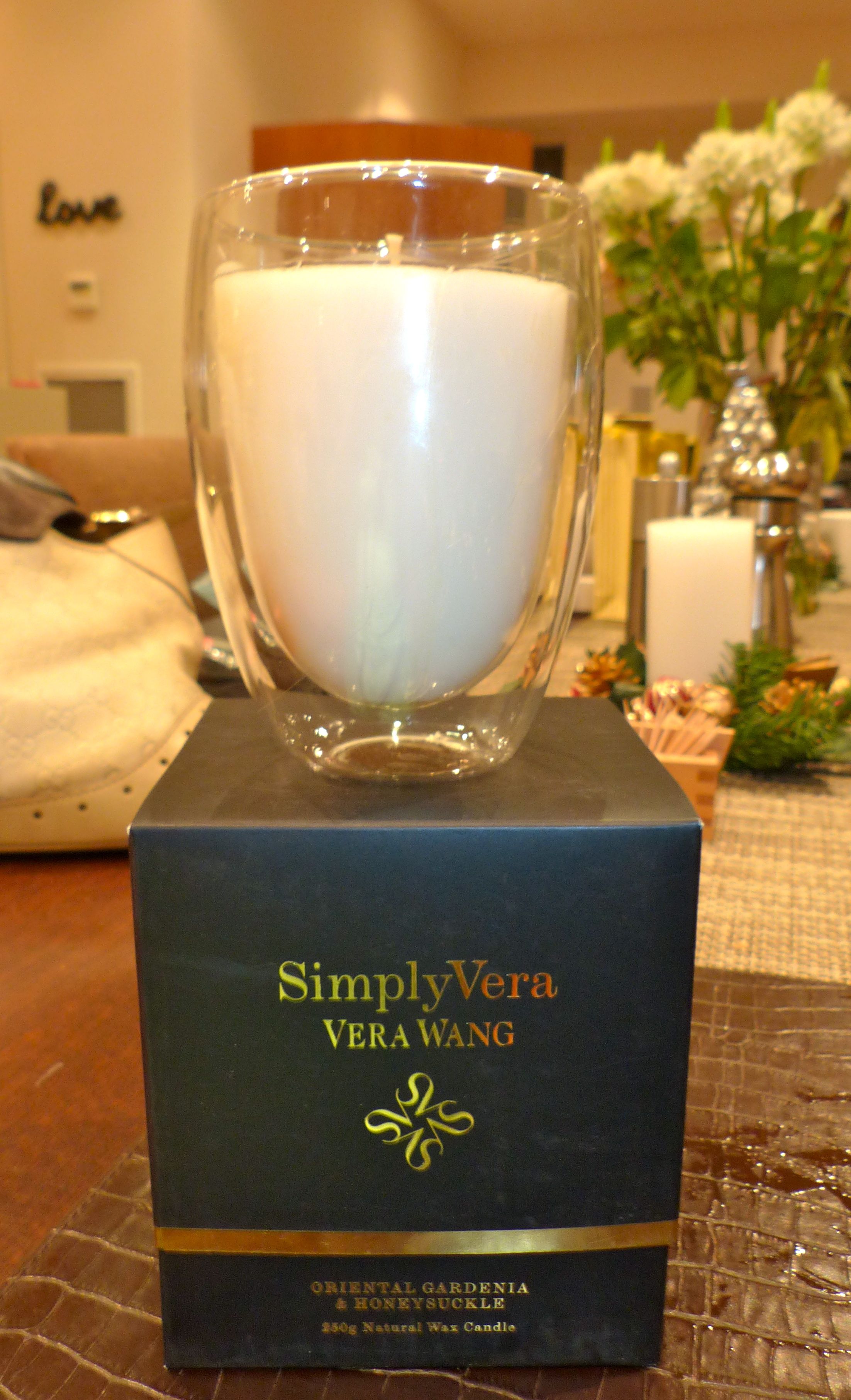 An elegant Simply Vera candle by Vera Wang, Harris Scarfe