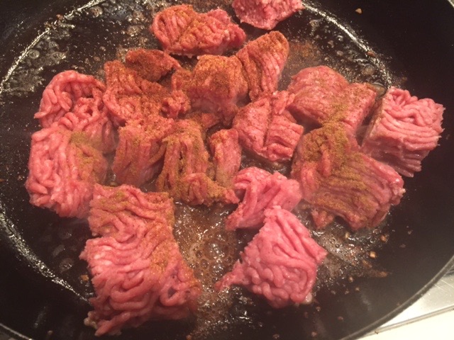 Frying the mince